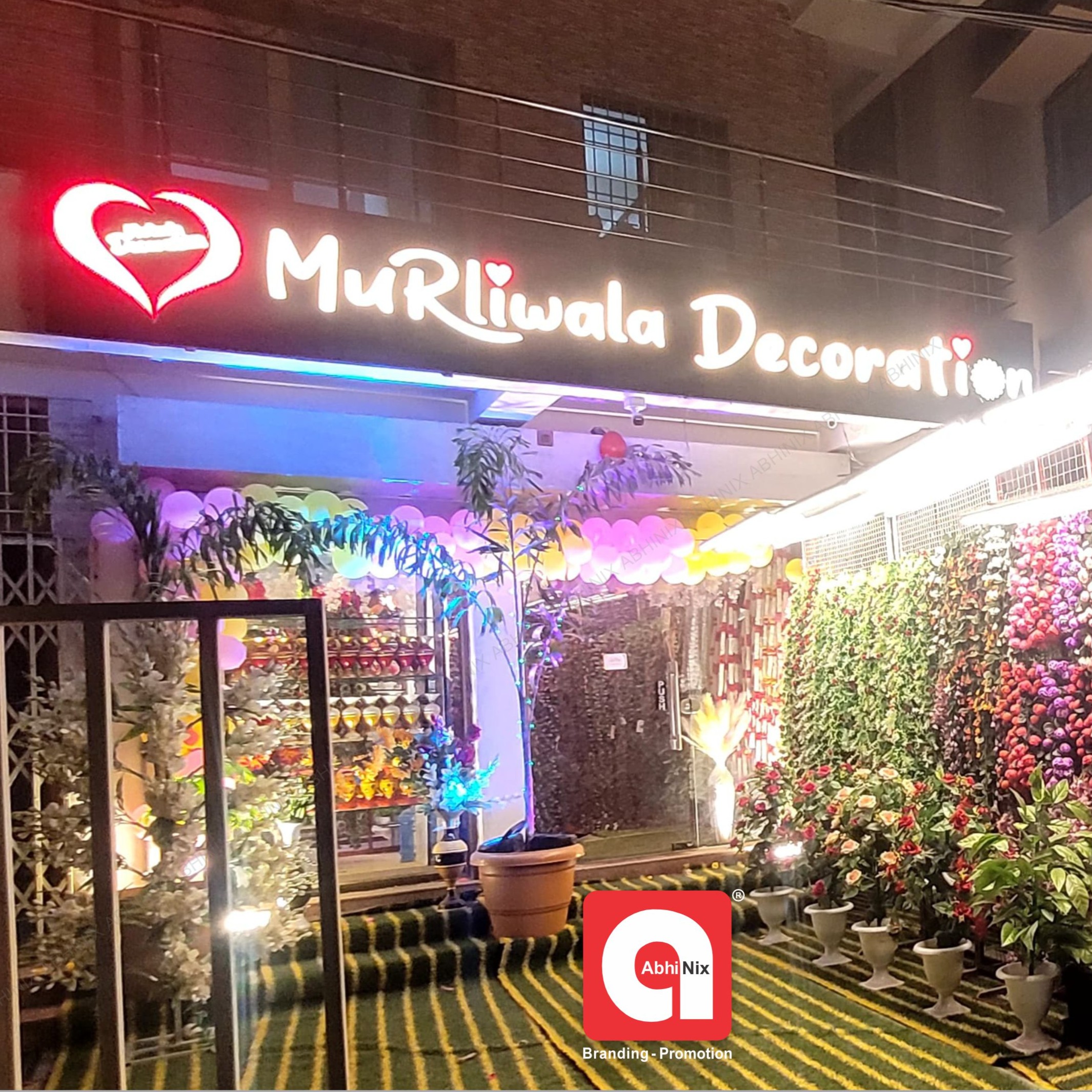 Custom glow sign board for a commercial shop
